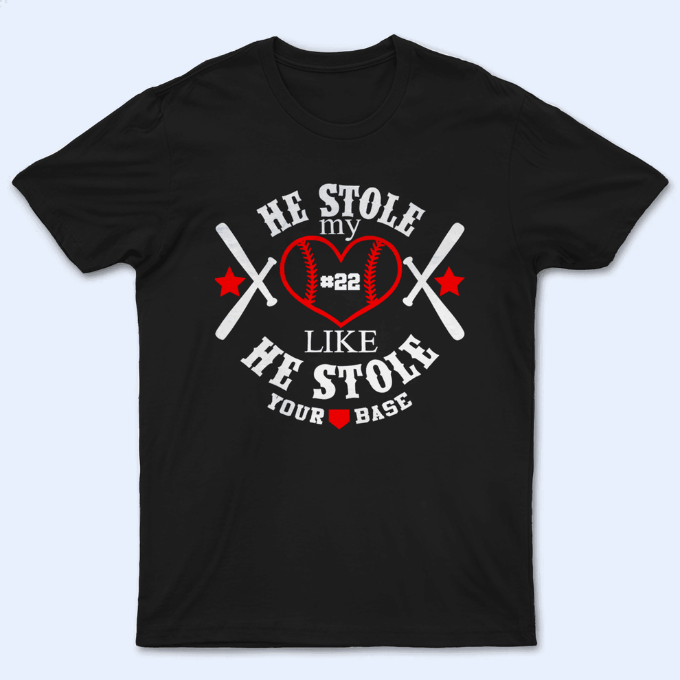 They Stole My Heart Like They Stole Your Base - Baseball/ Softball Cheers Personalized Custom T Shirt - Birthday, Loving, Funny Gift for Grandma/Nana/Mimi, Mom, Wife, Grandparent - Suzitee Store