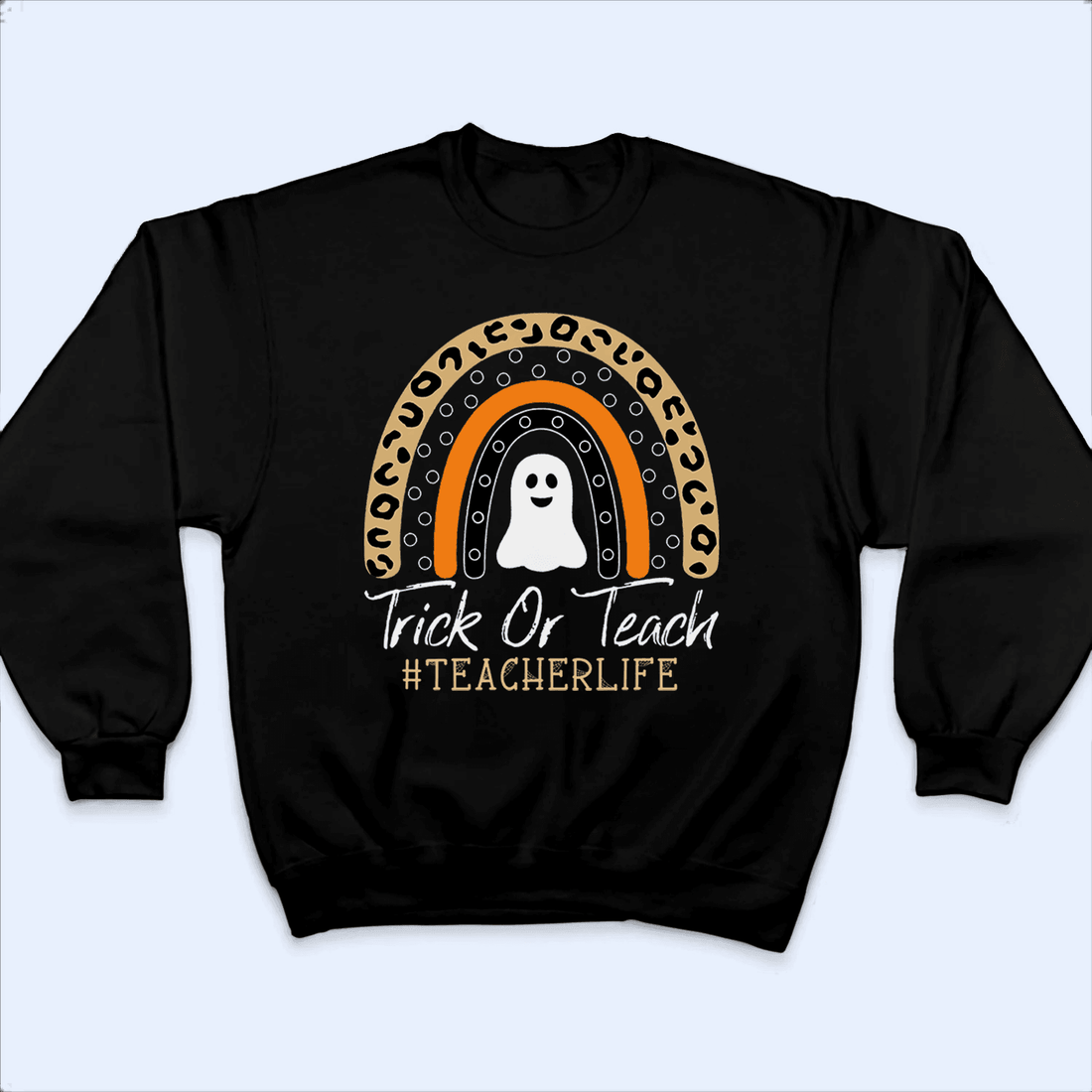 Personalized Trick or Teach Halloween Rainbow t-shirt, alternate view 2