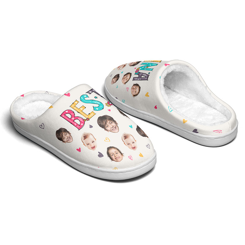 Custom Photo Best Grandma Ever - Personalized Slippers - Gift For Mom, Grandma