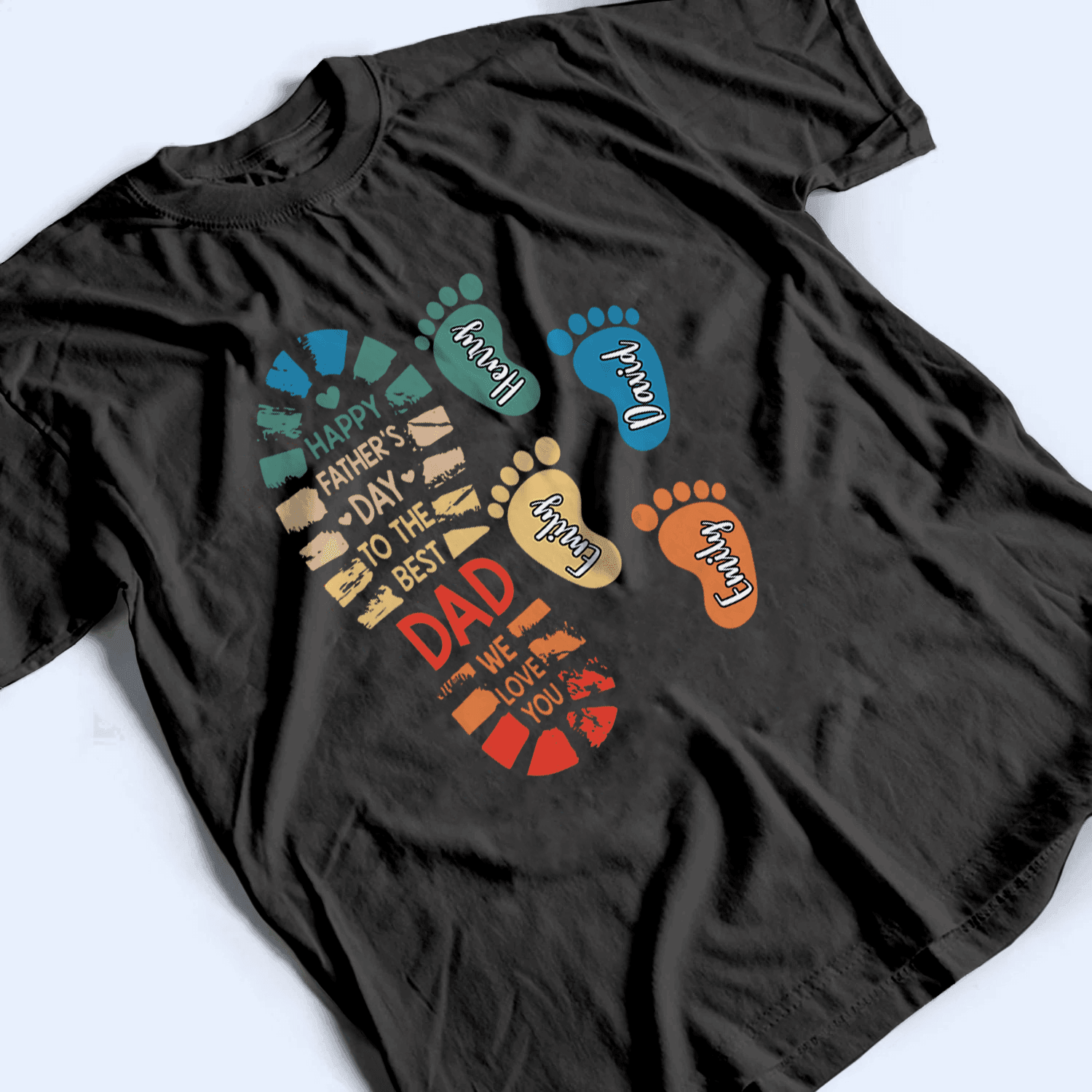 Vintage Fathers and Childs Footprints - Personalized Custom T Shirt - Birthday, Loving, Funny Gift for Grandfather/Dad/Father, Husband, Grandparent - Suzitee Store