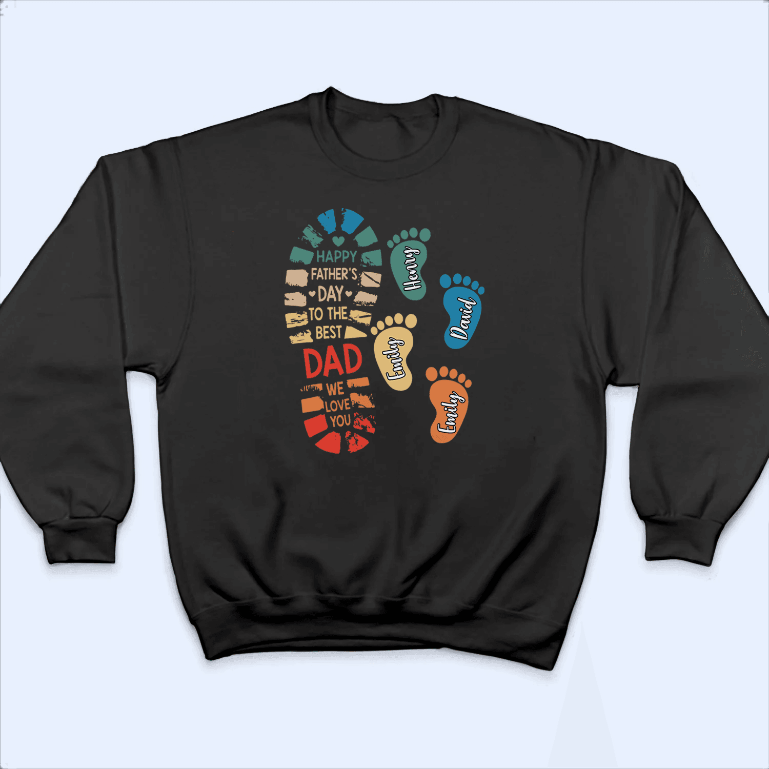 Vintage Fathers and Childs Footprints - Personalized Custom T Shirt - Birthday, Loving, Funny Gift for Grandfather/Dad/Father, Husband, Grandparent - Suzitee Store