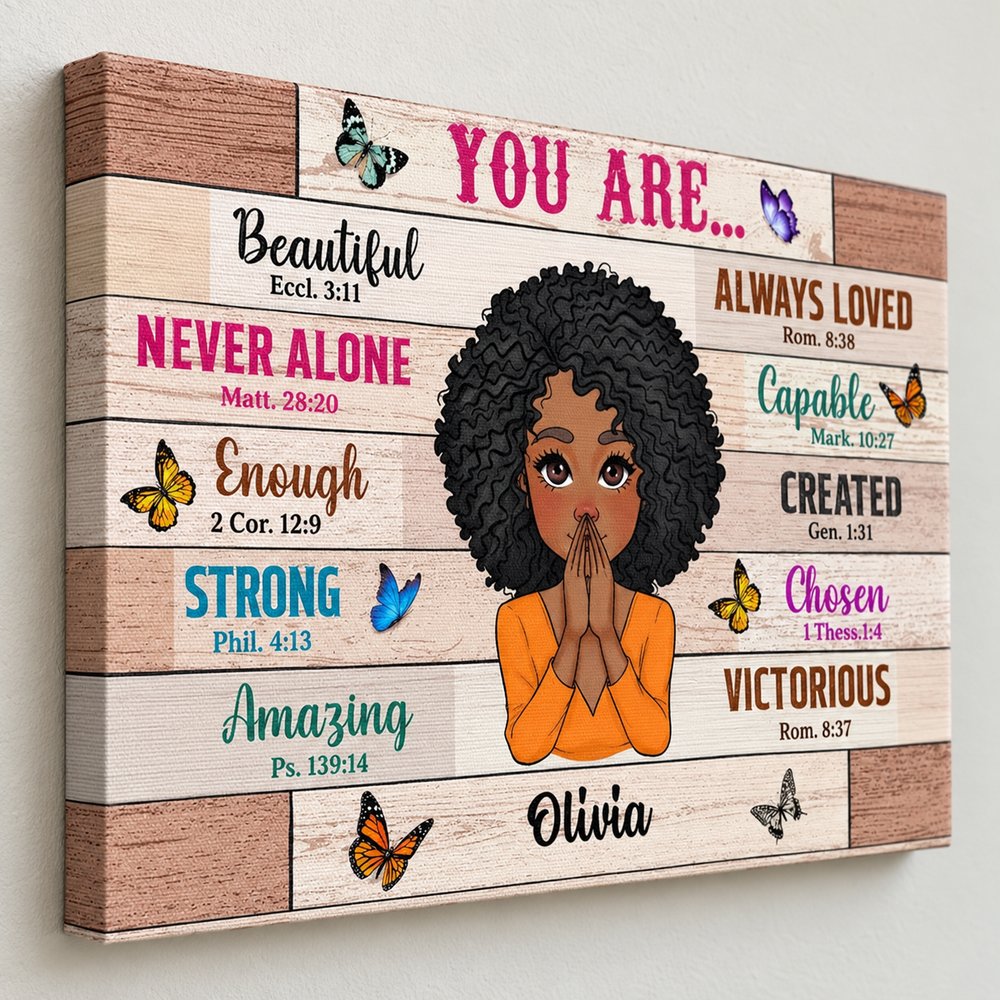 Close-up of matte canvas texture and gallery-wrapped edge on personalized wall art