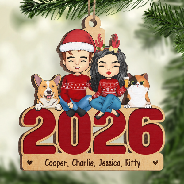 Happy Howlidays With All Our Love - Dog & Cat - Personalized Custom Shaped Ornament - Christmas Gift For Family, Pet Owners, Pet Lovers