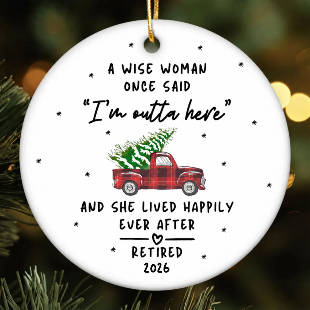 Funny Retirement Christmas - Personalized Circle Ceramic Ornament - Gifts for Retiree Retirement Party Gifts for Coworker Retiring