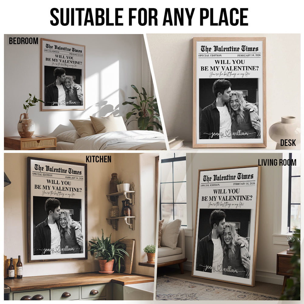 Will You Be My Valentines - Personalized Poster/Canvas Prints - Gift For Her/Him, Husband/Wife, Couples on Anniversary, Valentine's Day
