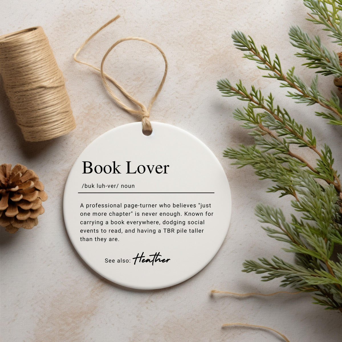 Book Lover Definition - Personalized Custom Ceramic Ornament - Christmas Gift For Book Lovers, Bookworm &amp; Reader