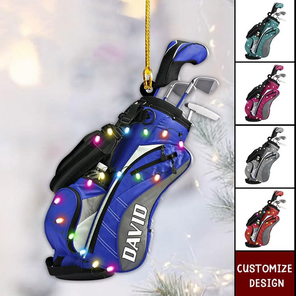 Golf Bag Christmas - Personalized Custom Shaped Acrylic Ornament - Christmas For Golfers, Golf Lovers
