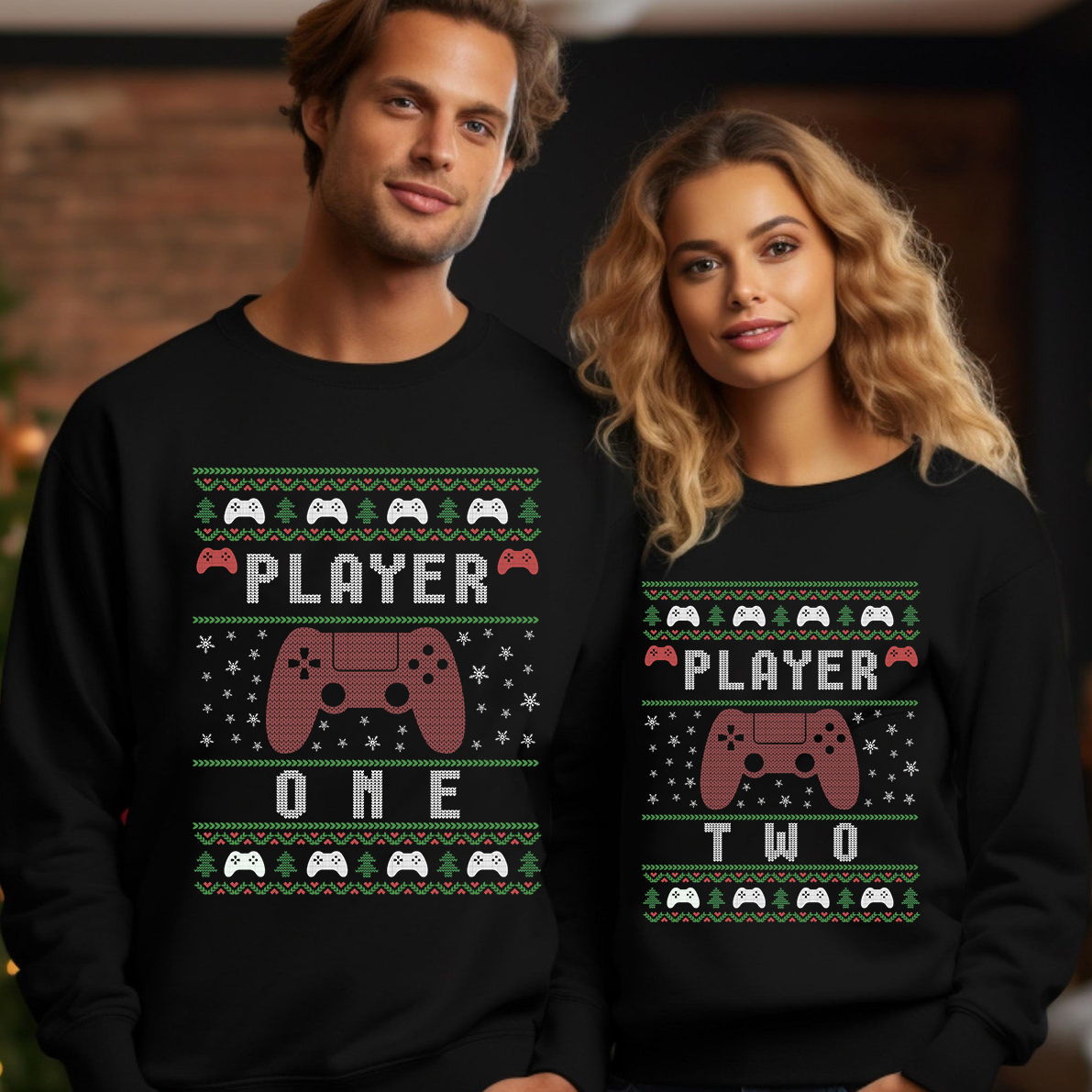 Matching Christmas Couple Sweaters - Funny Couple Ugly Christmas Sweater - Gift For Couples, Wife, Husband