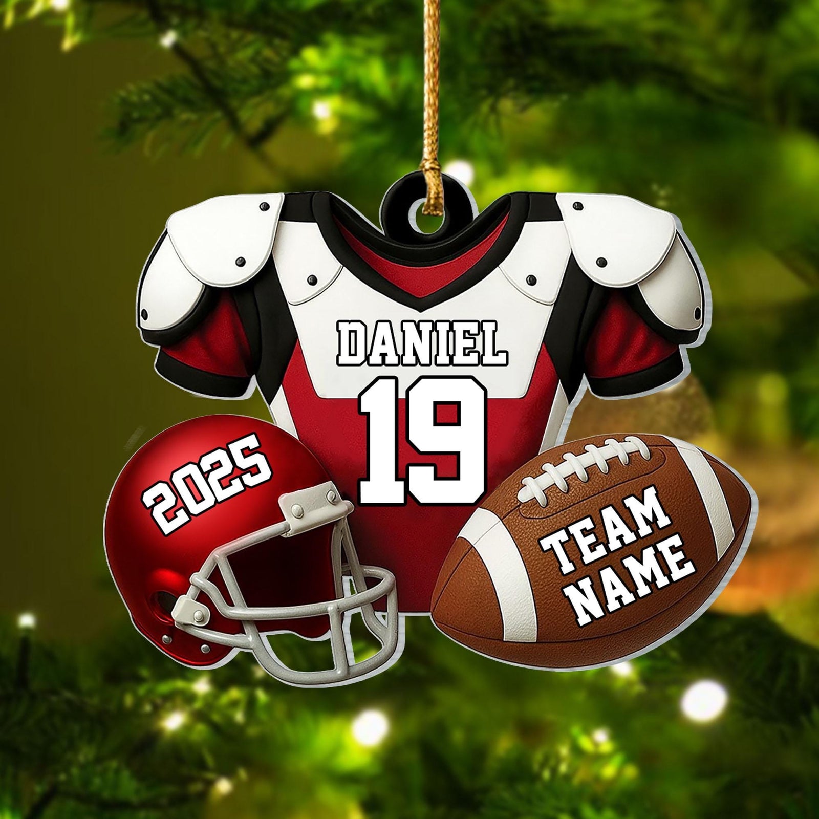 American Football Christmas - Personalized Custom Shaped Acrylic Ornament - Christmas Gift for Football Player, Football Lover, Son/Daughter, Grandkids