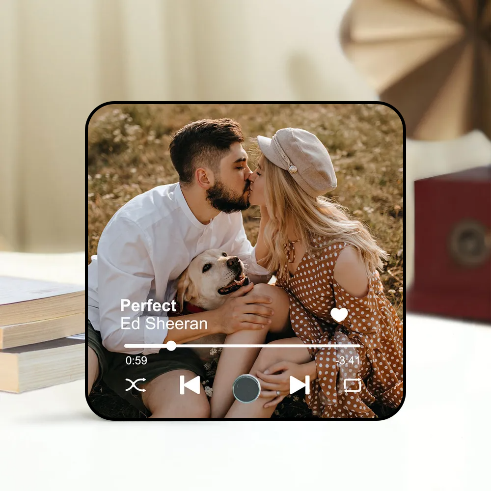 Custom Photo & Favorite Song - Couple Personalized Music Fridge Magnet - Anniversary & Valentine's Gift for Her/Him, Husband/Wife, Couples