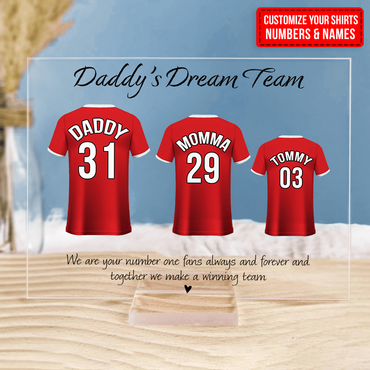 Daddy&#39;s Dream Team Football Team - Fathers Day - Personalized Custom Horizontal Acrylic Plaque - Birthday, Loving, Funny Gift for Family, Grandfather/Dad/Father, Husband, Grandparent - Suzitee Store