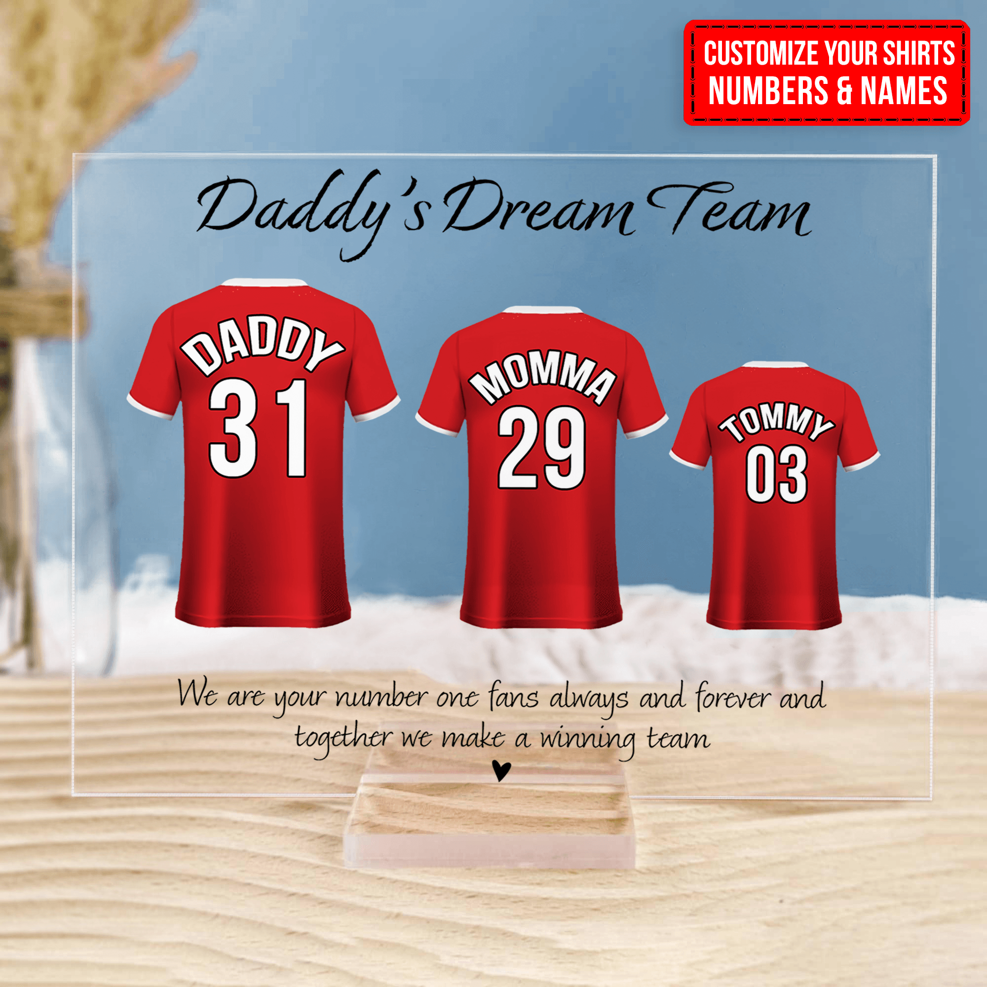 Daddy's Dream Team Football Team - Fathers Day - Personalized Custom Horizontal Acrylic Plaque - Birthday, Loving, Funny Gift for Family, Grandfather/Dad/Father, Husband, Grandparent - Suzitee Store