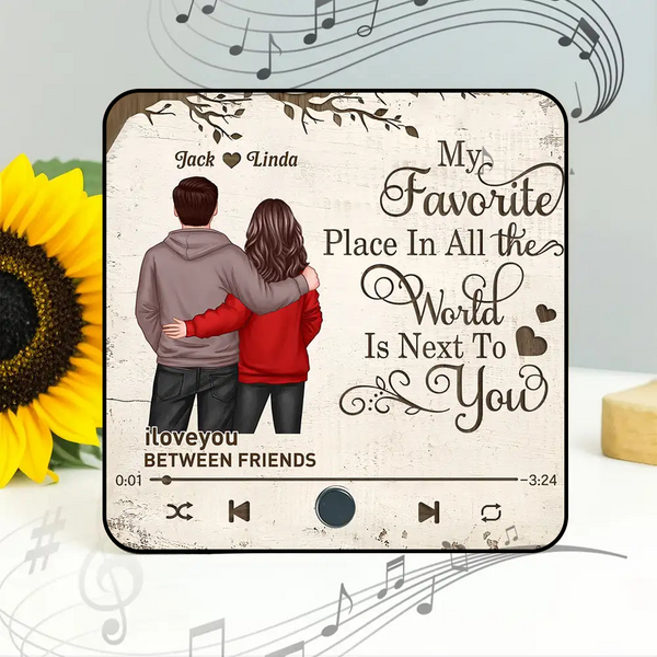 My Favorite Place In All The World - Couple Personalized Music Fridge Magnet - Anniversary & Valentine's Gift for Her/Him, Husband/Wife, Couples