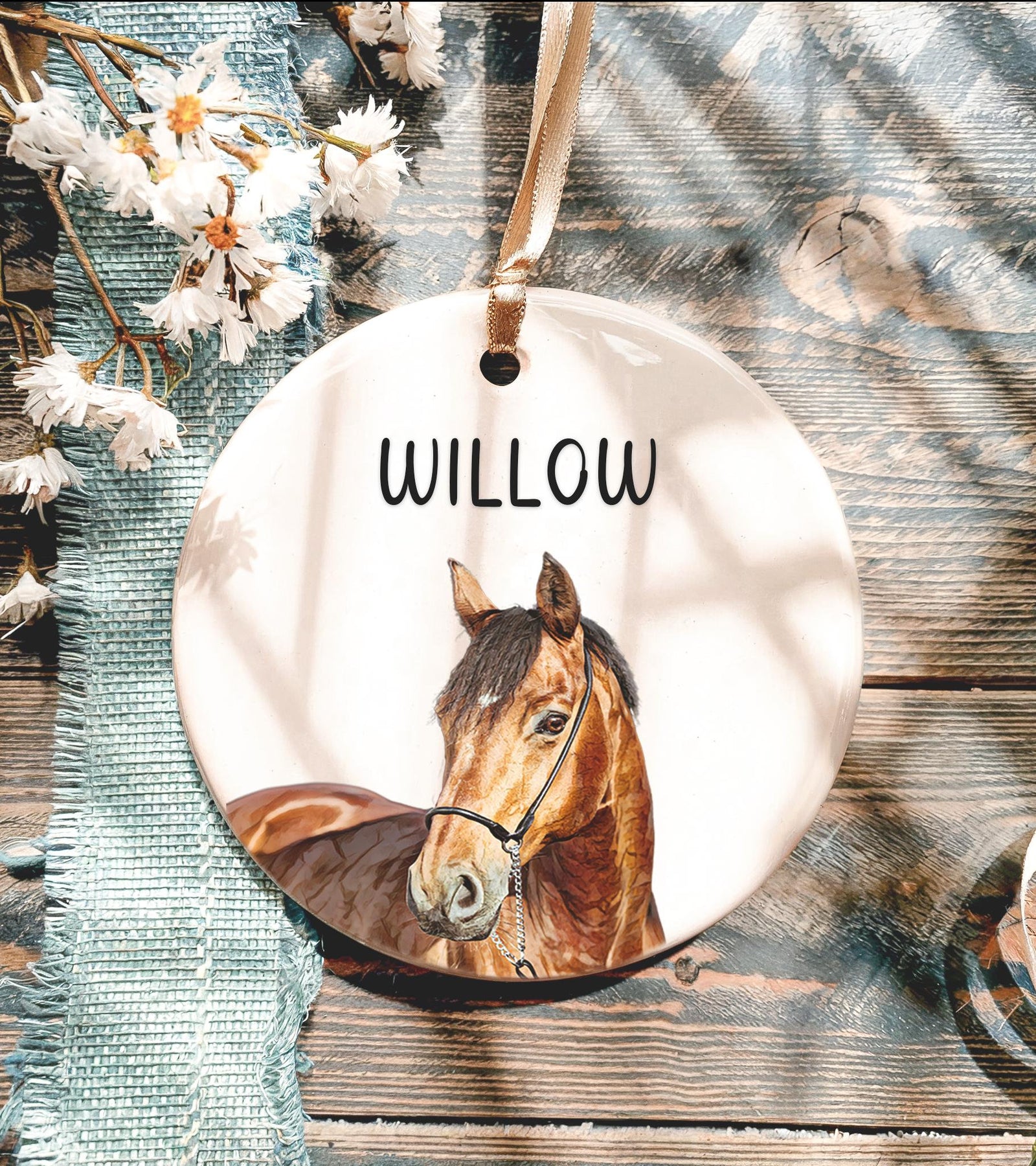 Custom Photo Horse Ornament - Personalized Ceramic Ornament - Christmas Gift For Horse Riding, Riders, Horse Lovers