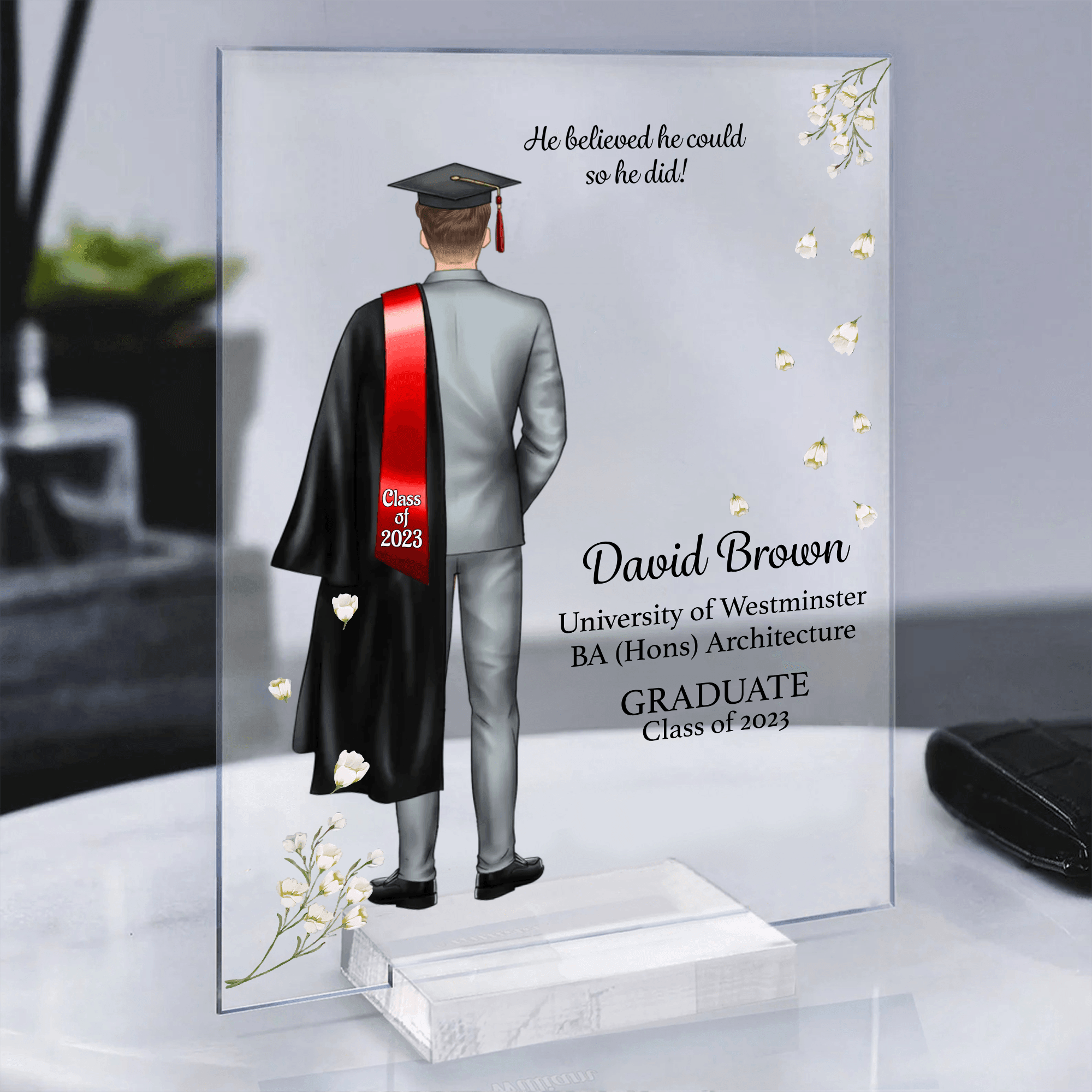 Graduation Gifts, Presents & Ideas For Him, Grad Ceremony, Commencement, Convocation, College & uni University, Personalized Custom Acrylic Plaque - Suzitee Store