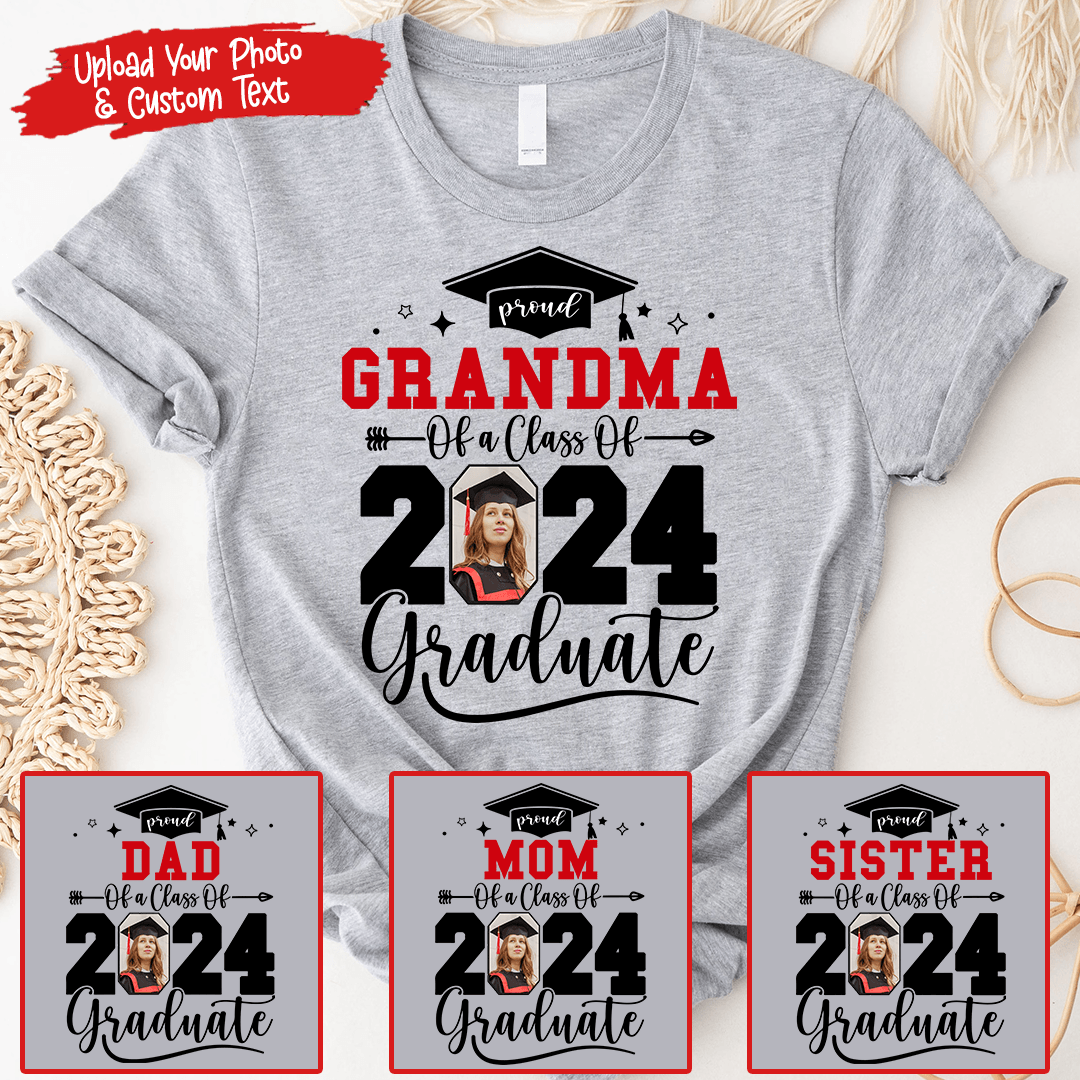 Custom Photo Senior Family Graduation - Personalized Custom T Shirt - Birthday, Loving, Funny Gift for Grandma/Nana/Mimi, Mom, Wife, Grandparent