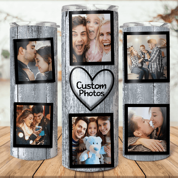 Custom Photo Collage Tumbler - Personalized Custom 20oz Skinny Tumbler Cup - Birthday, Loving, Funny Gift For Couples, Anniversary, Husband, Wife, Girlfriend, Boyfriend, Family, Her/Him