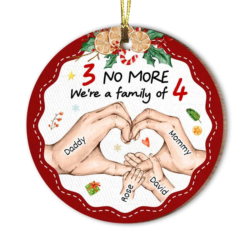 Personalized Gift For Baby First We're Family Of Four Circle Ornament