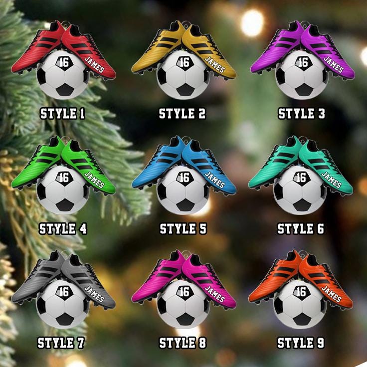 Soccer Christmas personalized custom shaped acrylic ornament, alternate view 4