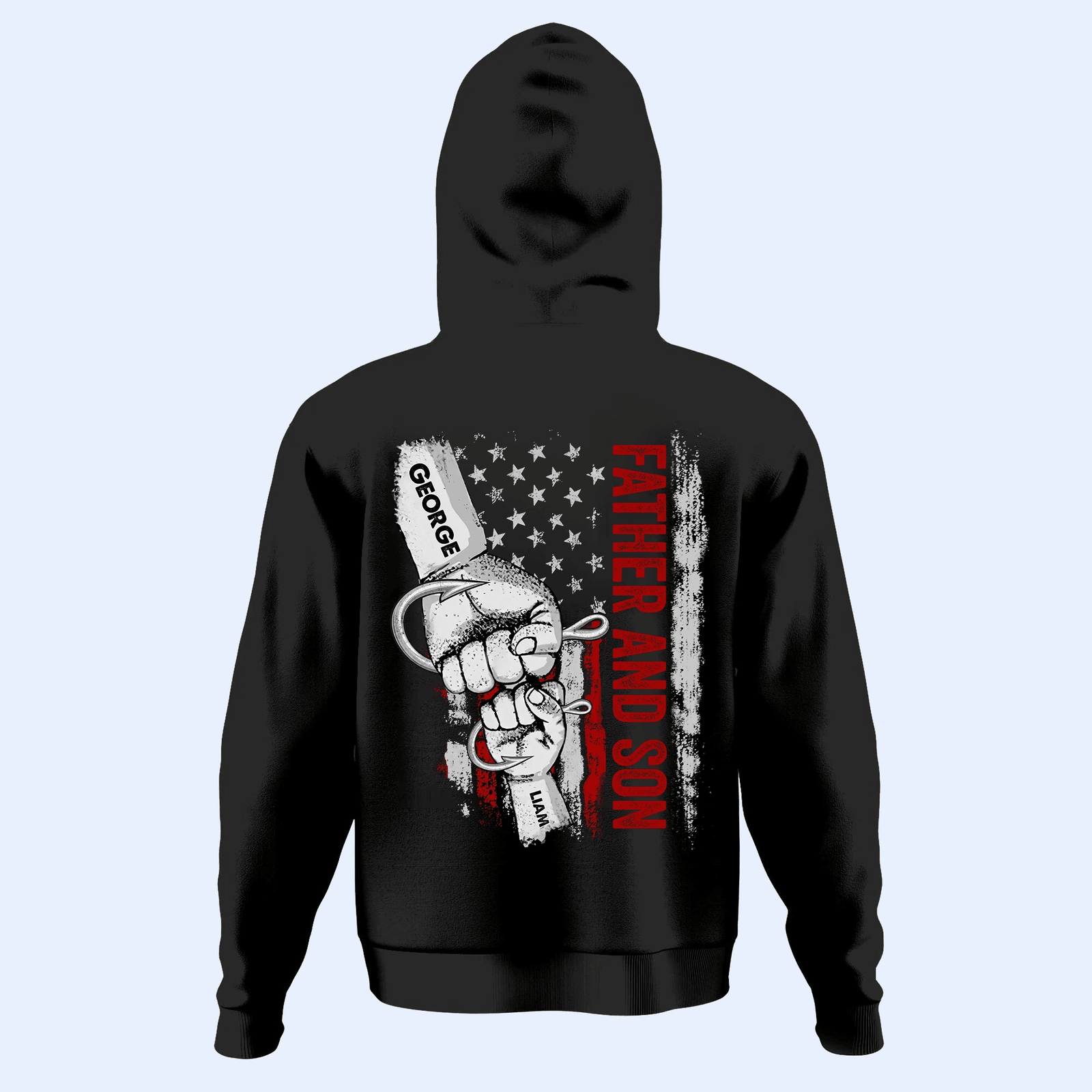 We Hooked The Best Dad Raised Fist Bump - Personalized Custom Back Printed Fishing T Shirt - Father's Day Funny Gift for Dad, Grandpa, Daddy, Dada, Husband, Dad Jokes, Reel Cool Dad - Suzitee Store