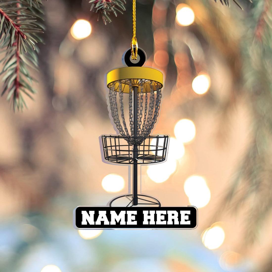 Disc Golf Christmas Ornament custom shaped acrylic ornament, alternate view 2