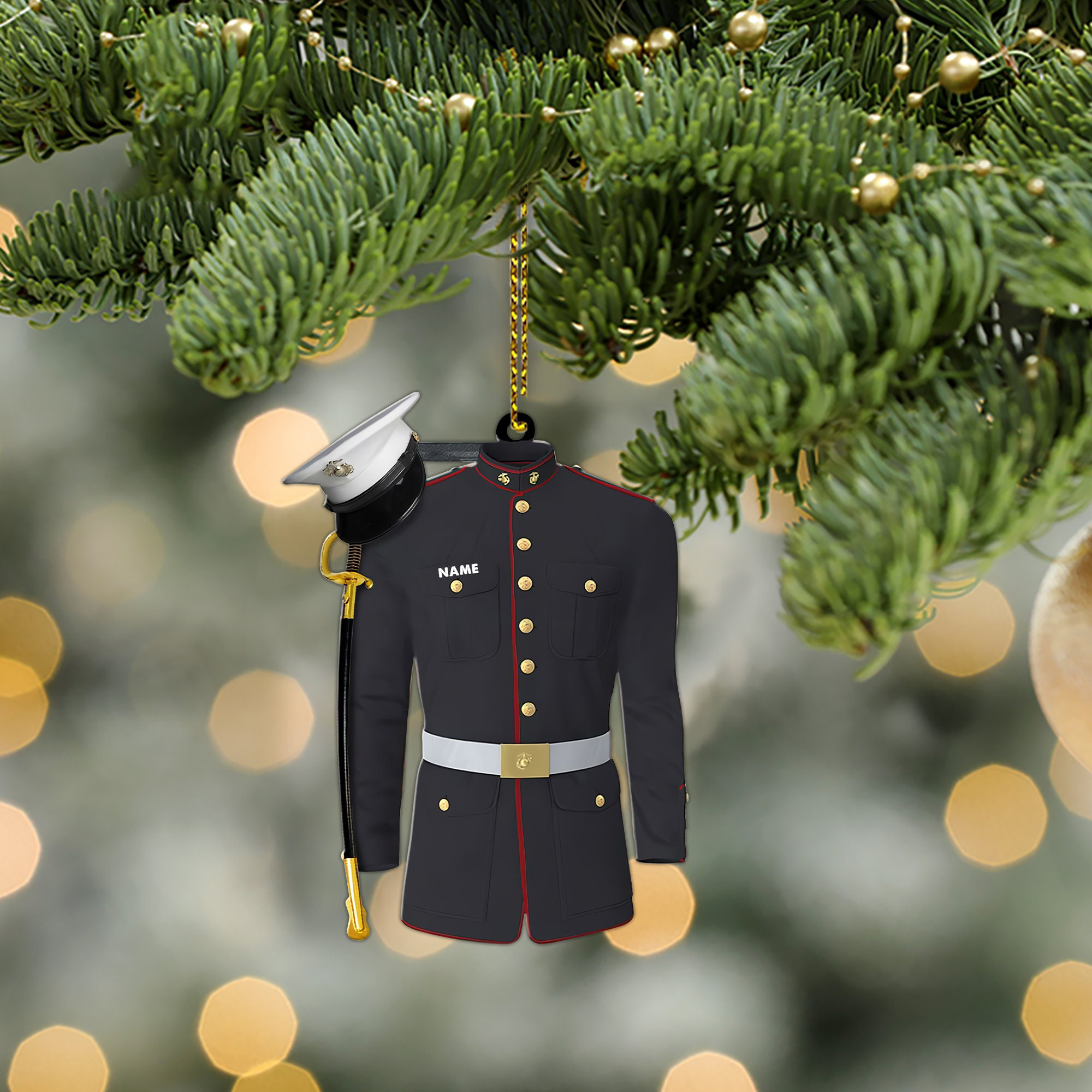 Marine Uniform Ornament - Personalized Custom Shaped Acrylic Ornament - Christmas Gift For Military, Army Dad, Husband 2