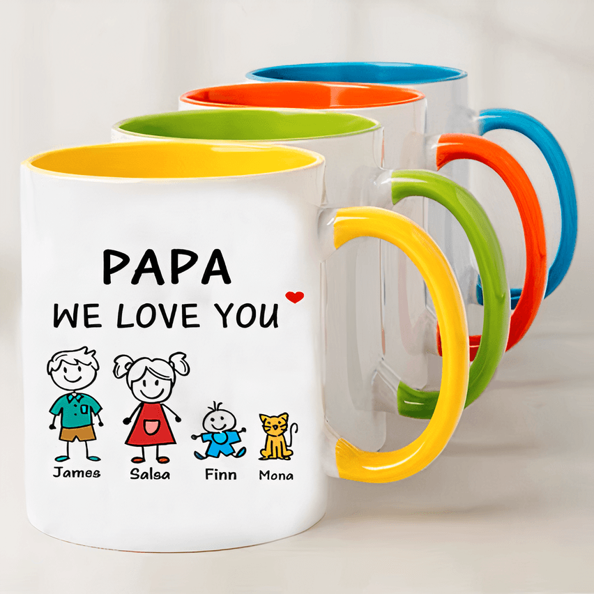 Custom Father's Day Mug with Names - Personalized "We Love You" Coffee Cup for Dad, Grandpa, or Papa - Gift from Kids and Pets 4