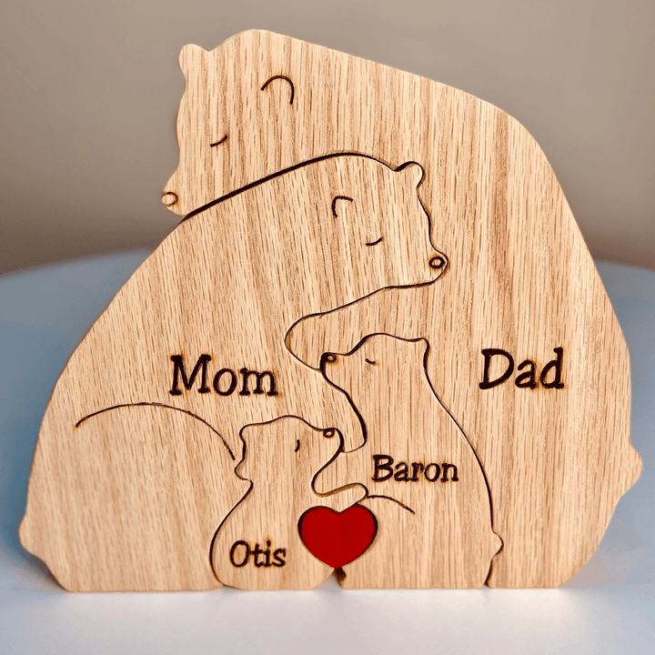Wooden Bear Family Puzzle - Gift for Family Members, Parent, Grandparent, Mom and Dad, Grandma & Grandpa, Mother's Day, Father's Day - Suzitee Store