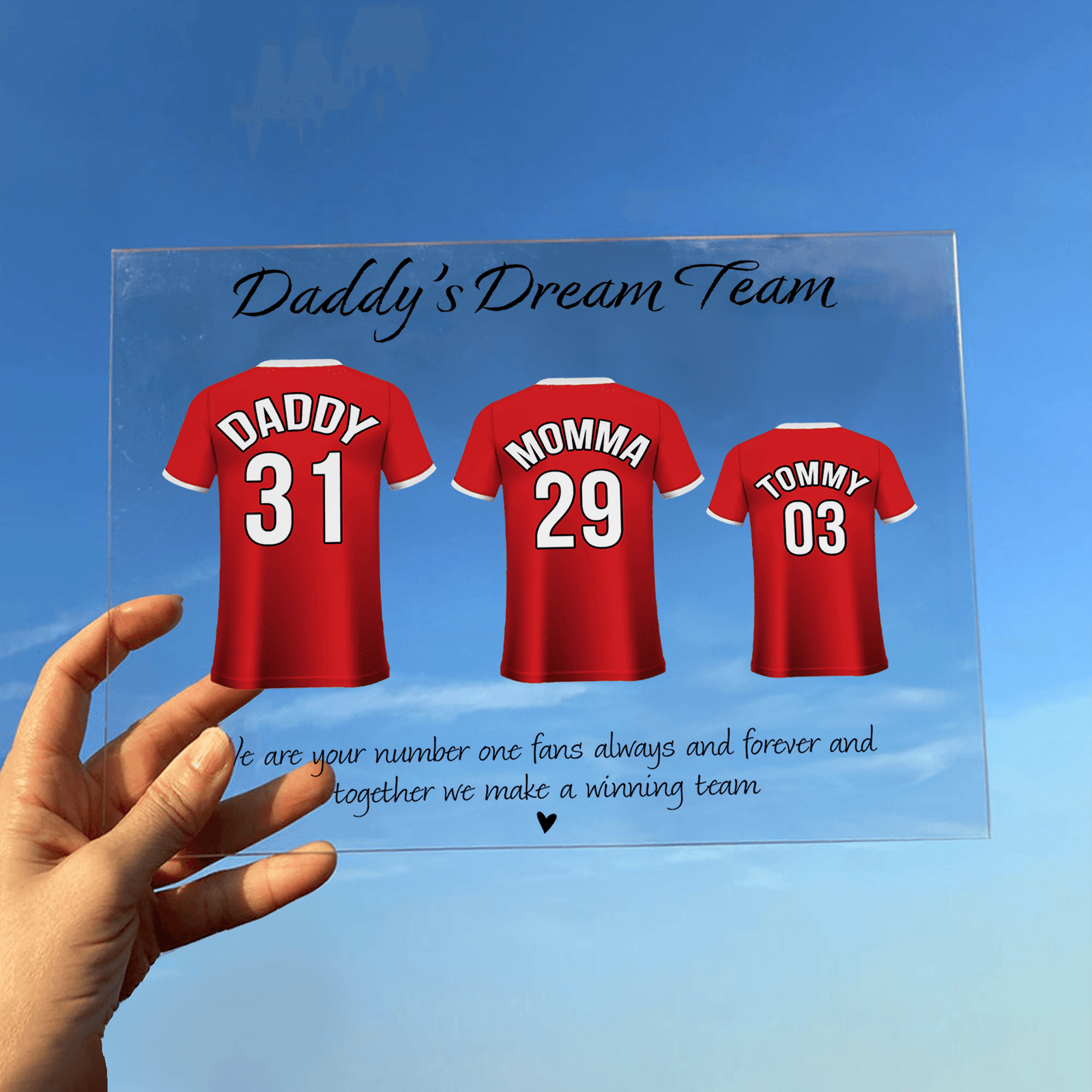 Daddy's Dream Team Football Team - Fathers Day - Personalized Custom Horizontal Acrylic Plaque - Birthday, Loving, Funny Gift for Family, Grandfather/Dad/Father, Husband, Grandparent - Suzitee Store