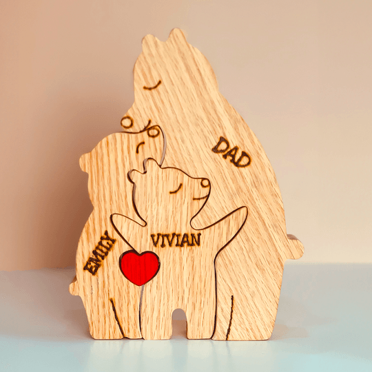 Wooden Bear Family Puzzle - Gift for Family Members, Parent, Grandparent, Mom and Dad, Grandma & Grandpa, Mother's Day, Father's Day - Suzitee Store