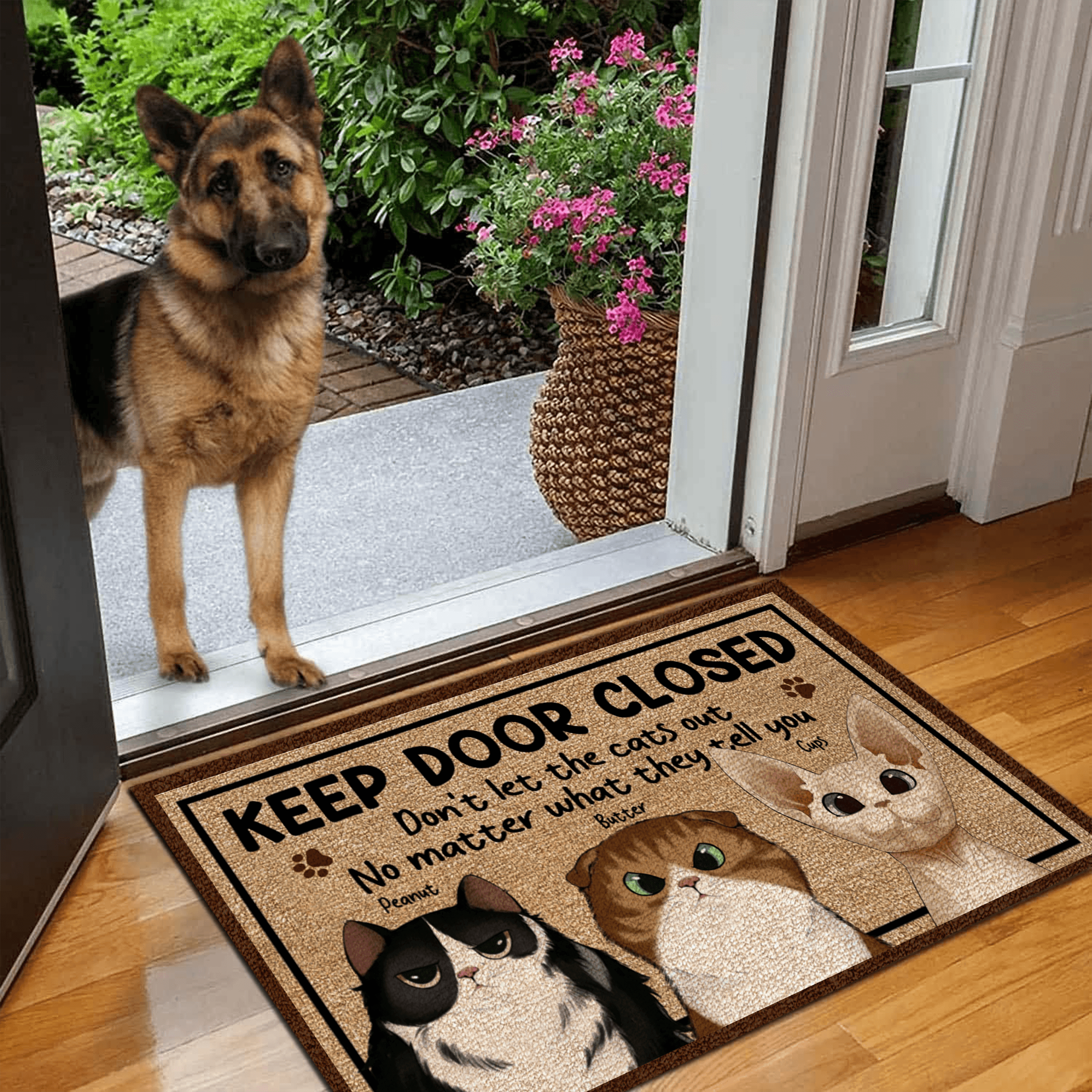 Personalized Doormat - Keep Door Closed No Matter What the Cats Tell You - Custom Gift for Cat Lovers, Owner, Cat Dat, Cat Mom, Friends | Housewarming 7