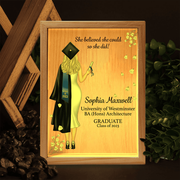 Custom Graduation Gift - Frame Light Box - Personalized Present For Her, Him, Grad | Ceremony, Commencement, Convocation, College & University