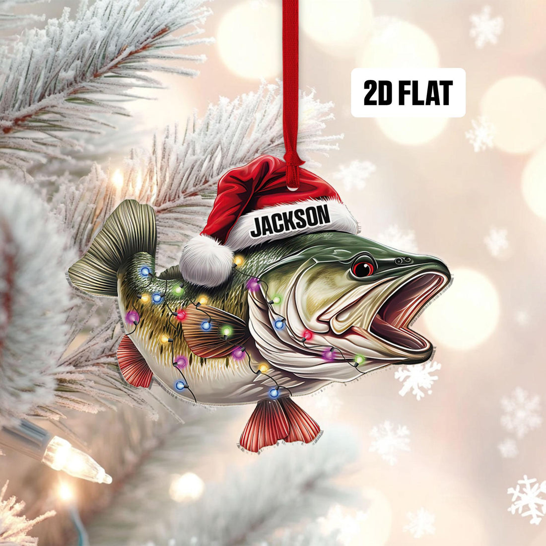 Bass Fish 2D Flat Ornament personalized custom shaped acrylic ornament, alternate view 3