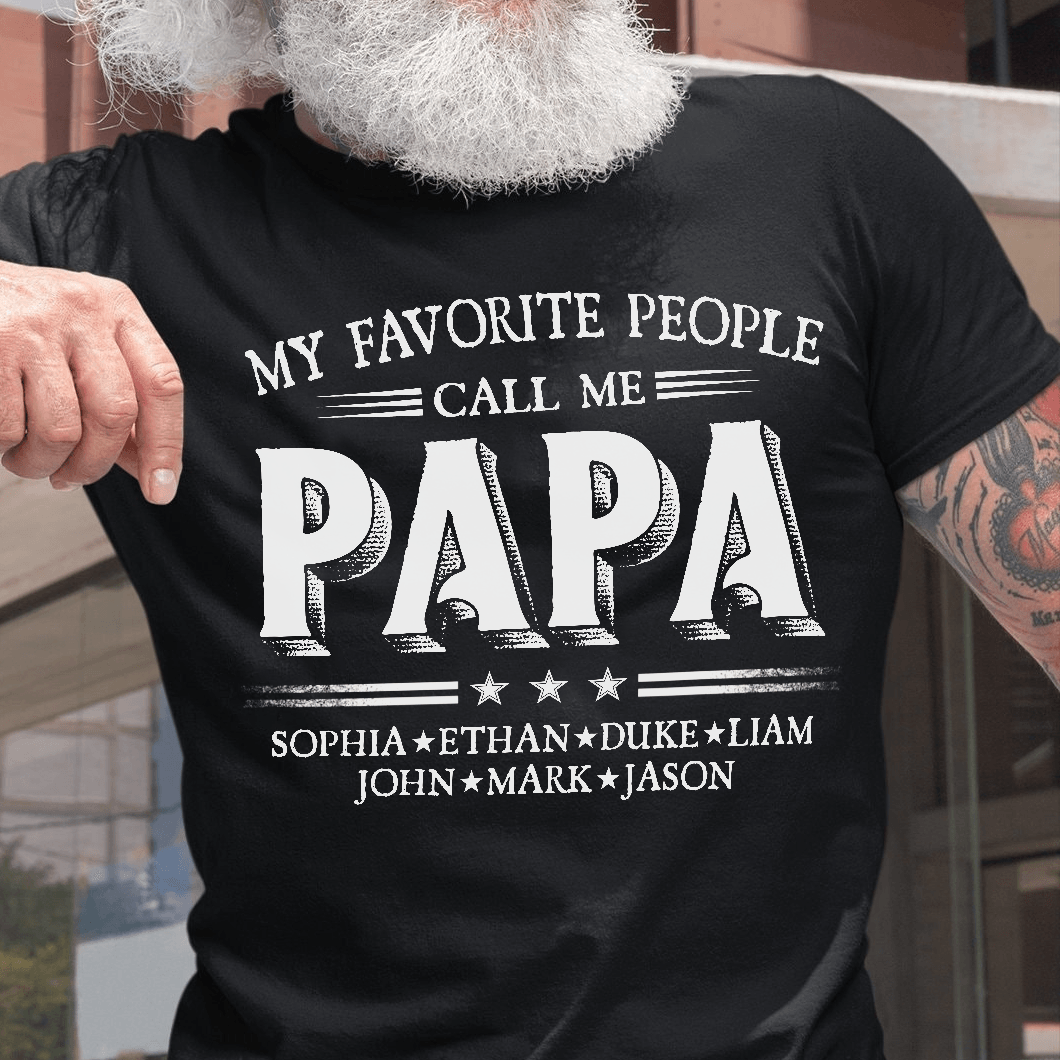 Custom Kids Names My Favorite People Call Me Grandpa t-shirt, alternate view 2