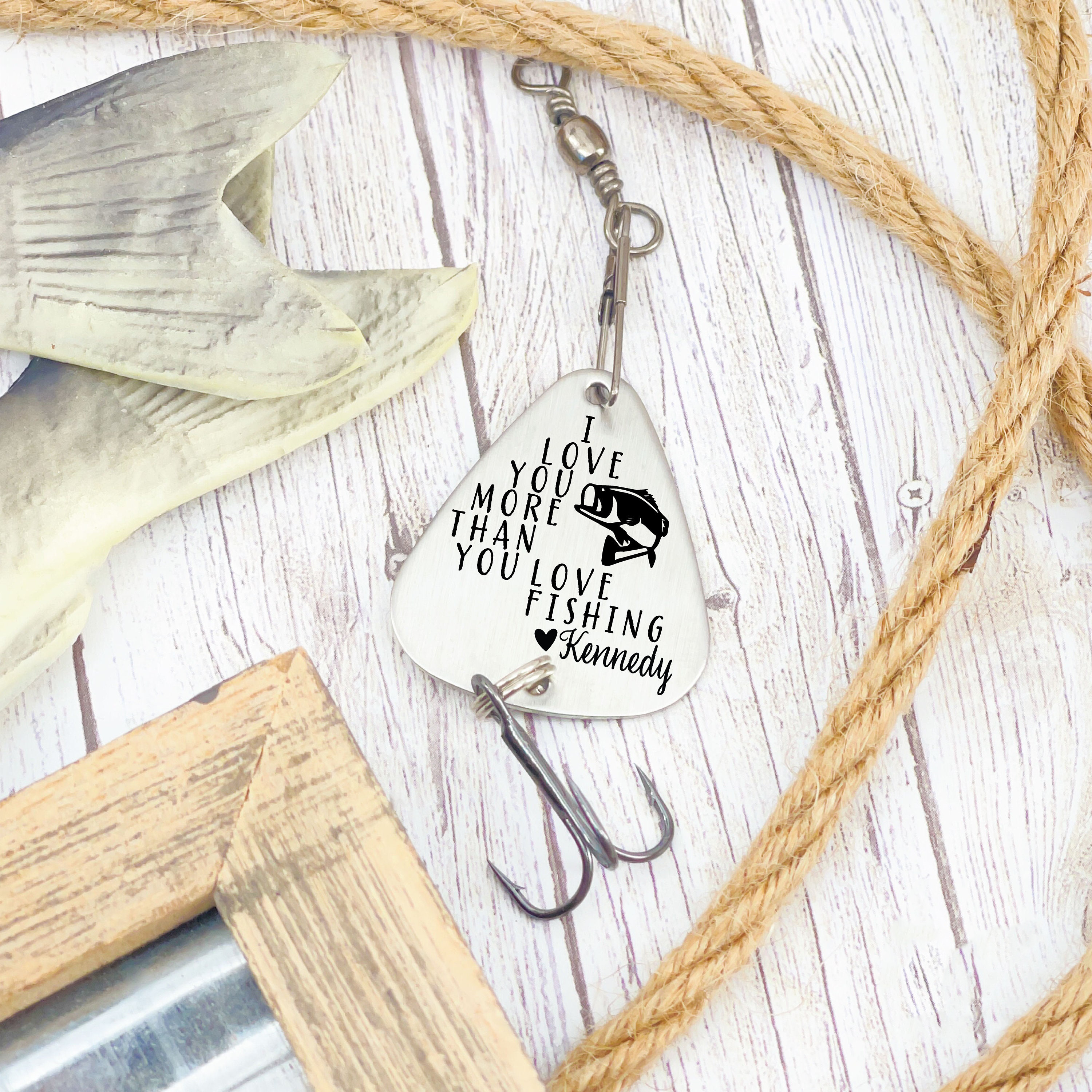 fish love them lures Fin & Ink | Artist Signature Set #11 This personalized remembrance lure serves as a poignant reminder that although they may be physically away I Love You More Than