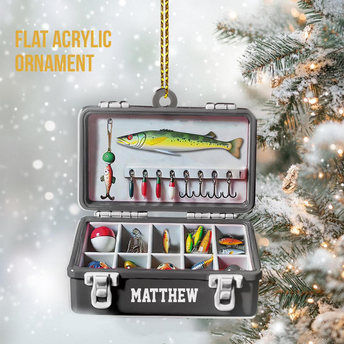Fishing Tackle Box Ornament personalized custom shaped acrylic ornament, alternate view 2