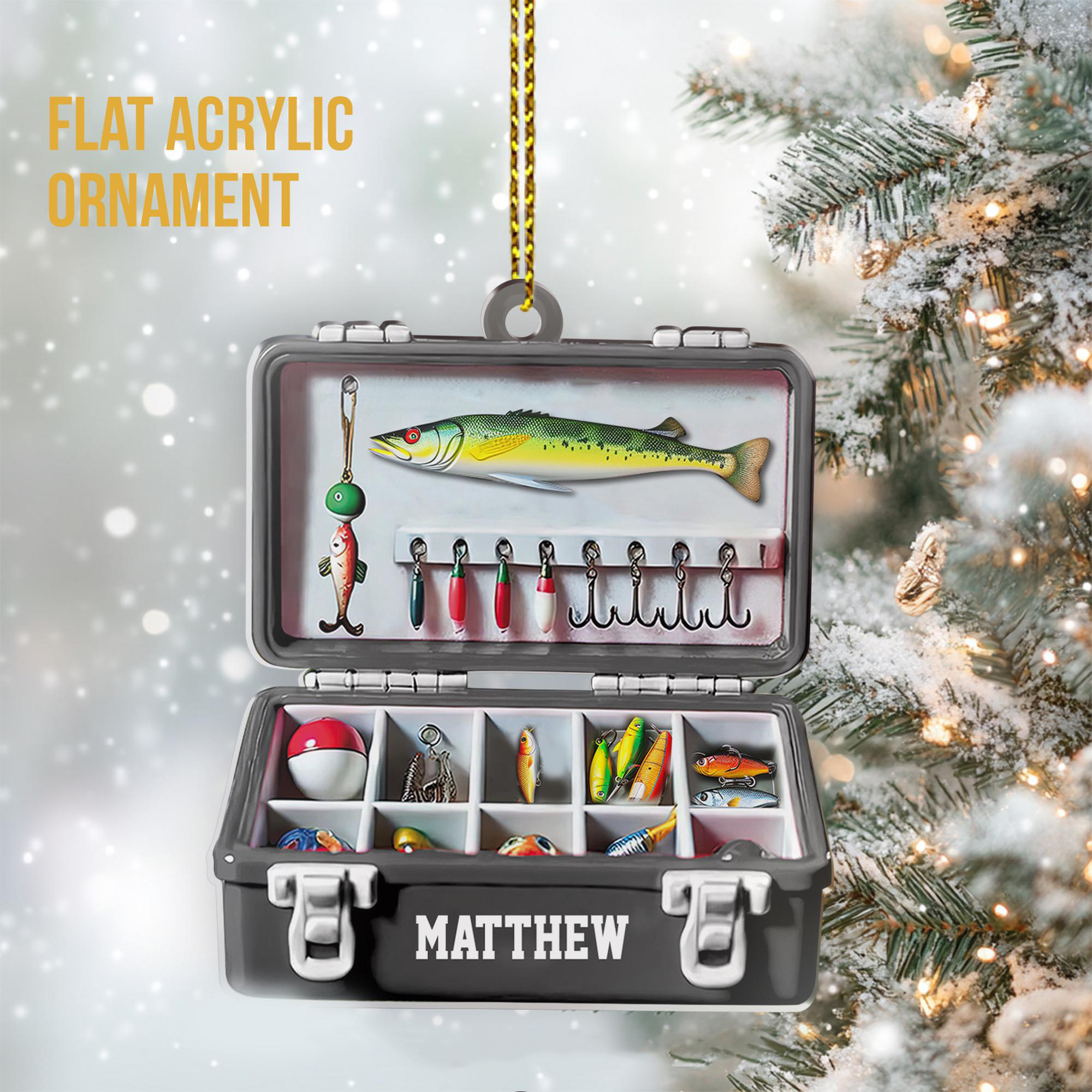 decorated tackle box Fishing Tackle Box Ornament - Personalized Custom Shaped Acrylic Ornam