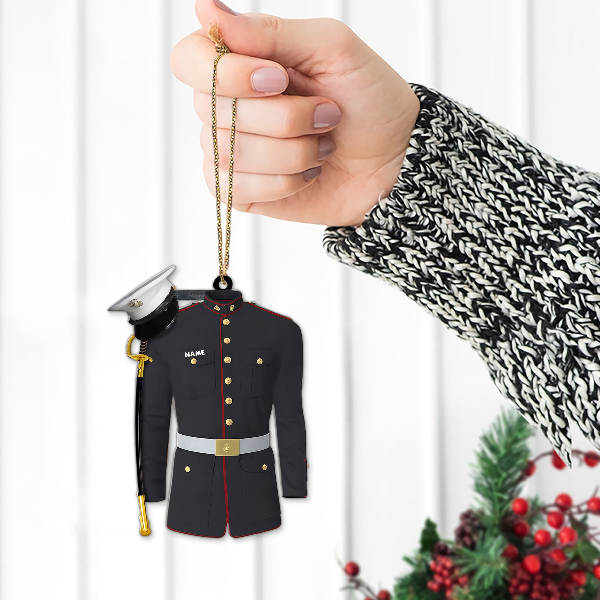 Marine Uniform Ornament - Personalized Custom Shaped Acrylic Ornament - Christmas Gift For Military, Army Dad, Husband 5