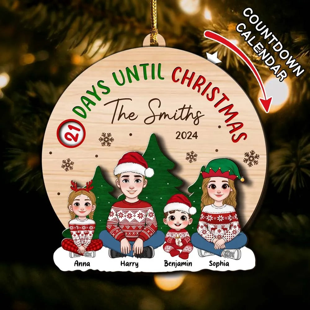 Countdown Until Christmas - Personalized Christmas Family Countdown Ornament