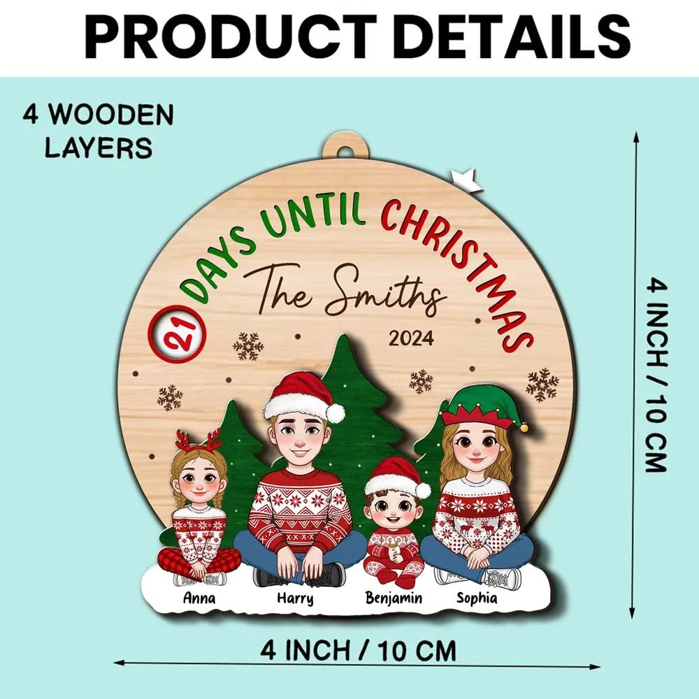 Personalized Countdown Until Christmas countdown ornament, alternate view 6