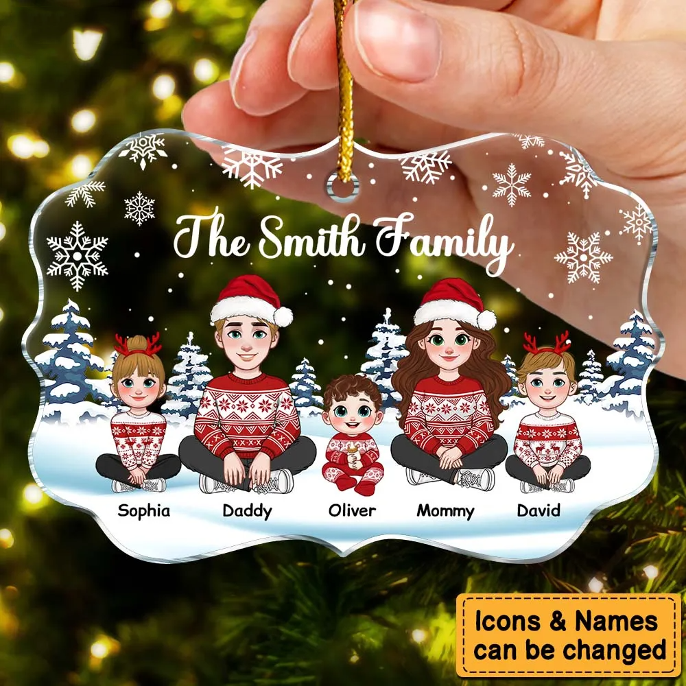 Christmas Family Ornament personalized medallion acrylic ornament, alternate view 3