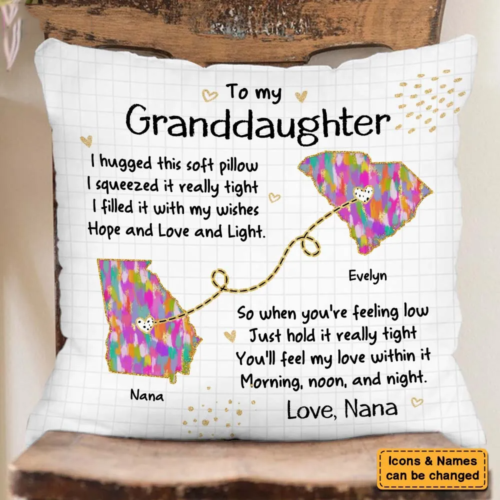 Long Distance Hug This Pillow - Personalized Custom Pillow - Gift For Granddaughter, Grandson, Kids