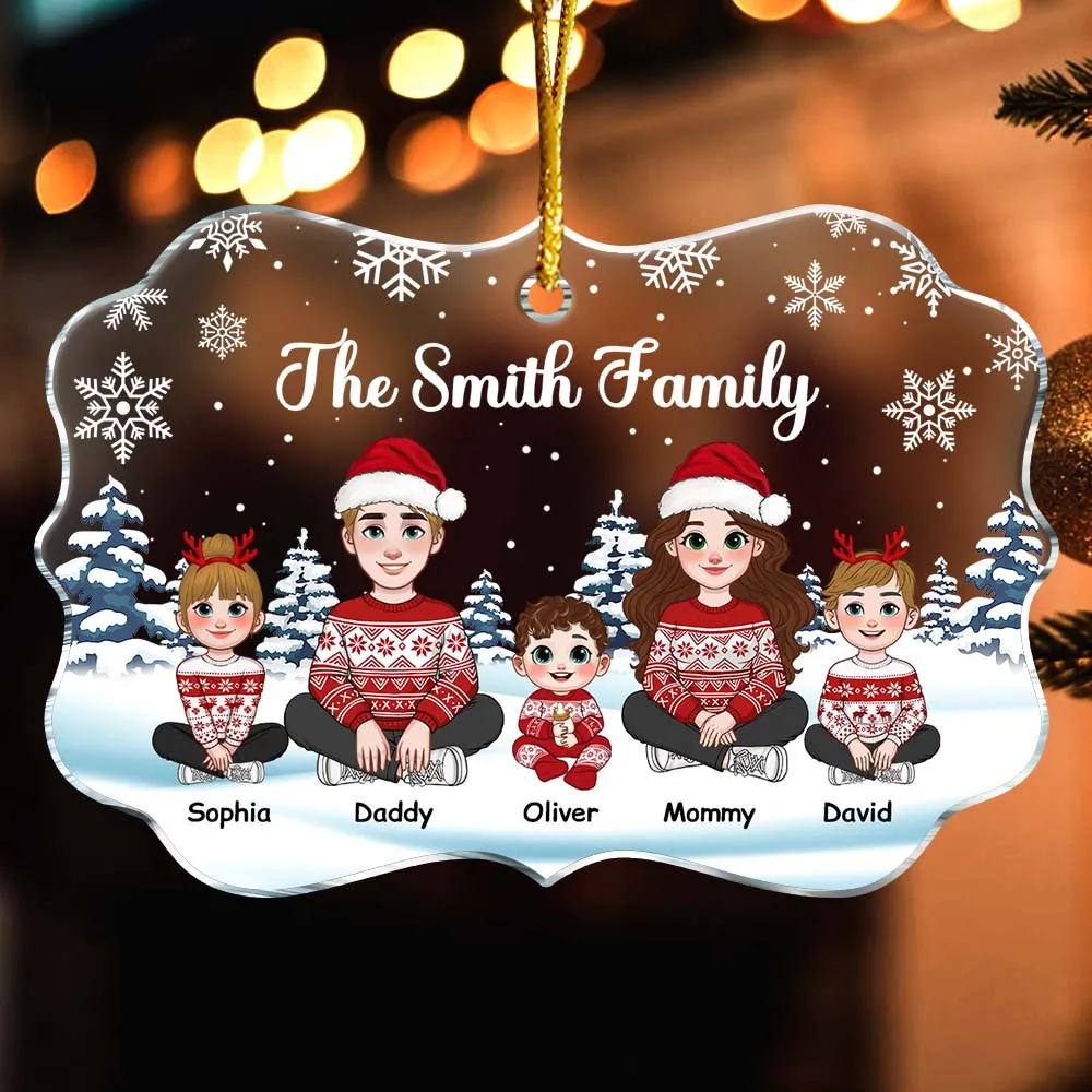 Christmas Family Ornament personalized medallion acrylic ornament, alternate view 4