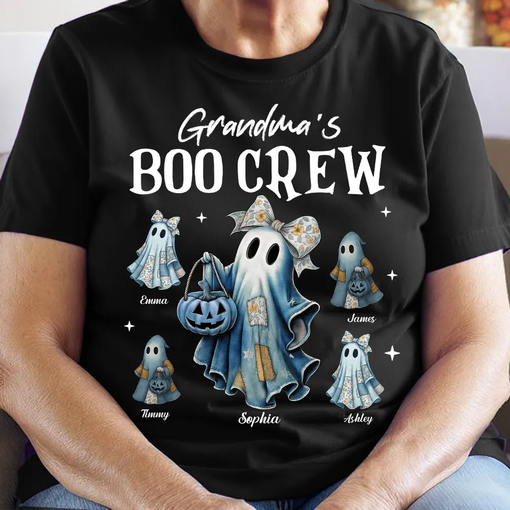 Grandma's Boo Crew - Personalized Custom T Shirt - Halloween Gift for Grandma, Nana, Grammy, Mom