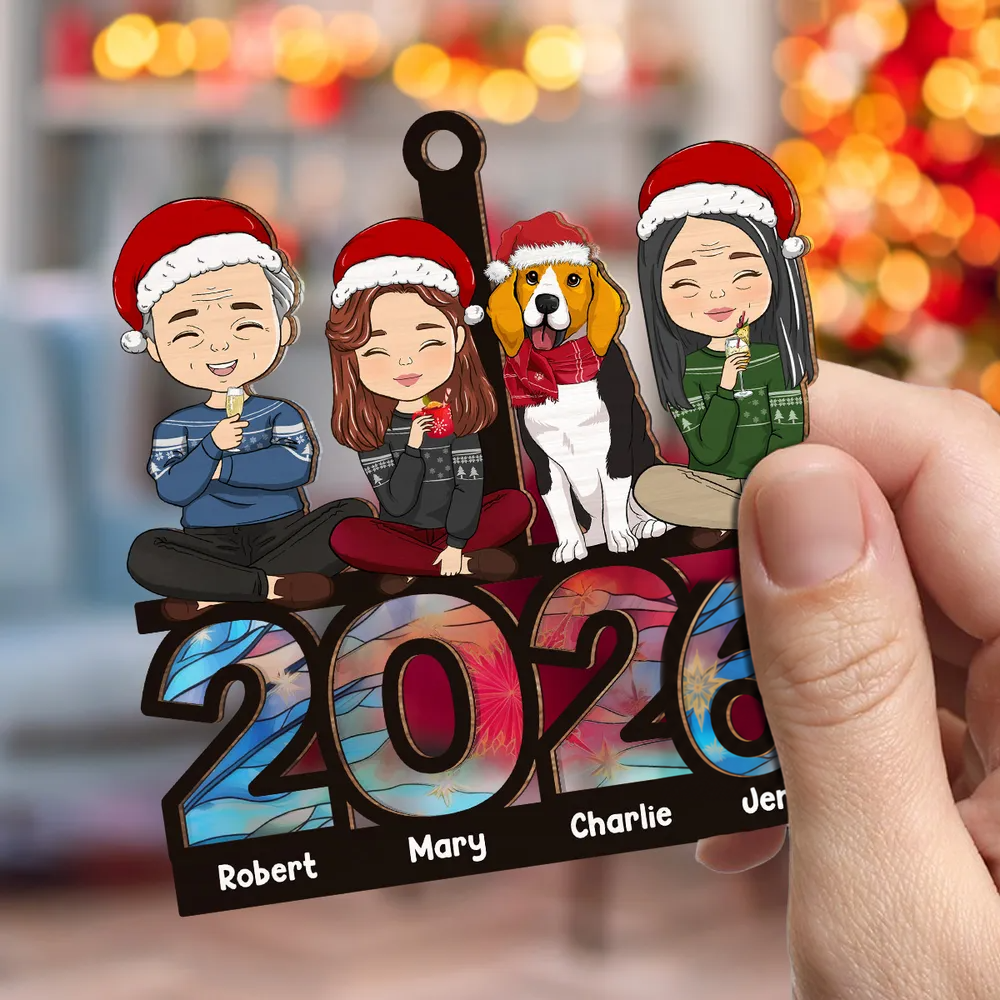 Family Sitting 2026 - Personalized Custom Suncatcher Ornament - Christmas For Family Members