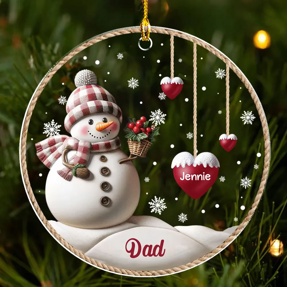 Happy Christmas Snowman Grandma - Personalized Custom 3D Inflated Effect Acrylic Ornament - Gift For Grandma, Grandparent
