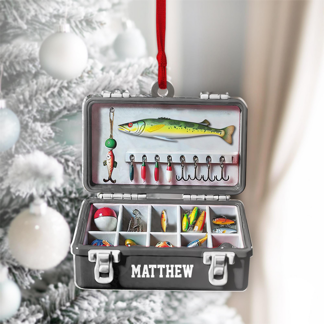 Fishing Tackle Box Ornament personalized custom shaped acrylic ornament, alternate view 3