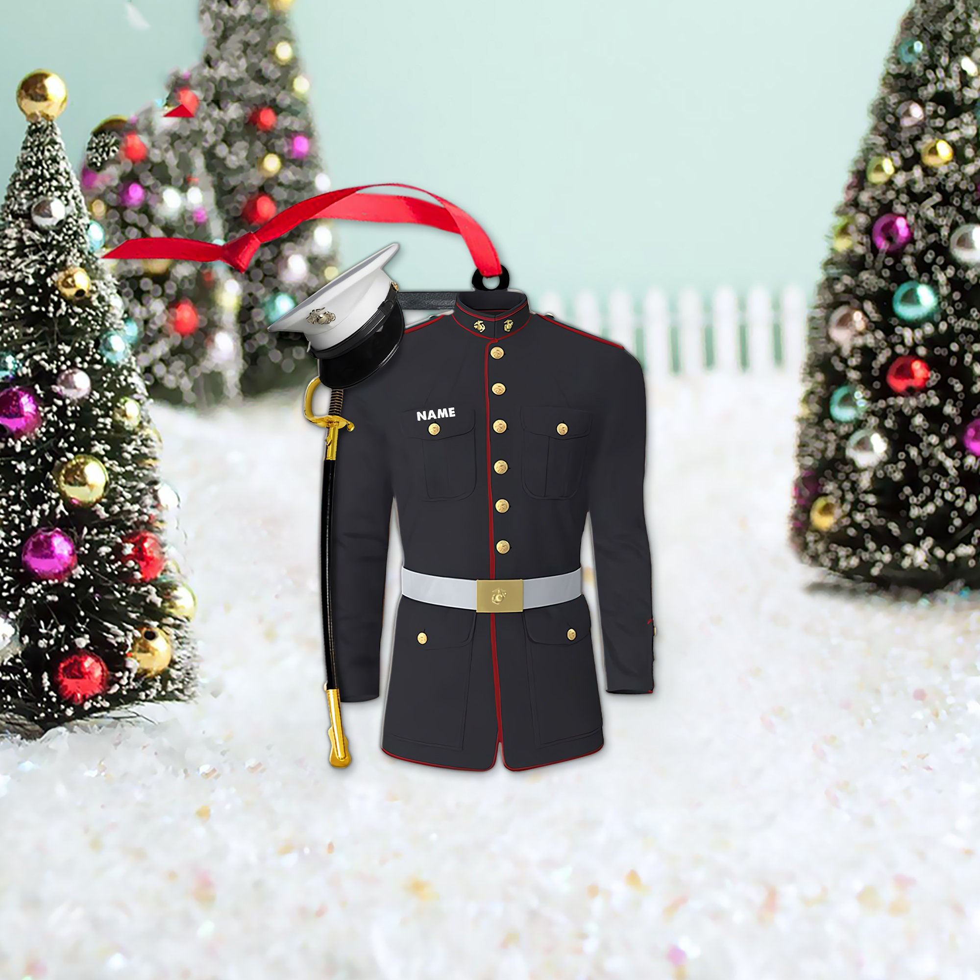 Marine Uniform Ornament - Personalized Custom Shaped Acrylic Ornament - Christmas Gift For Military, Army Dad, Husband 4