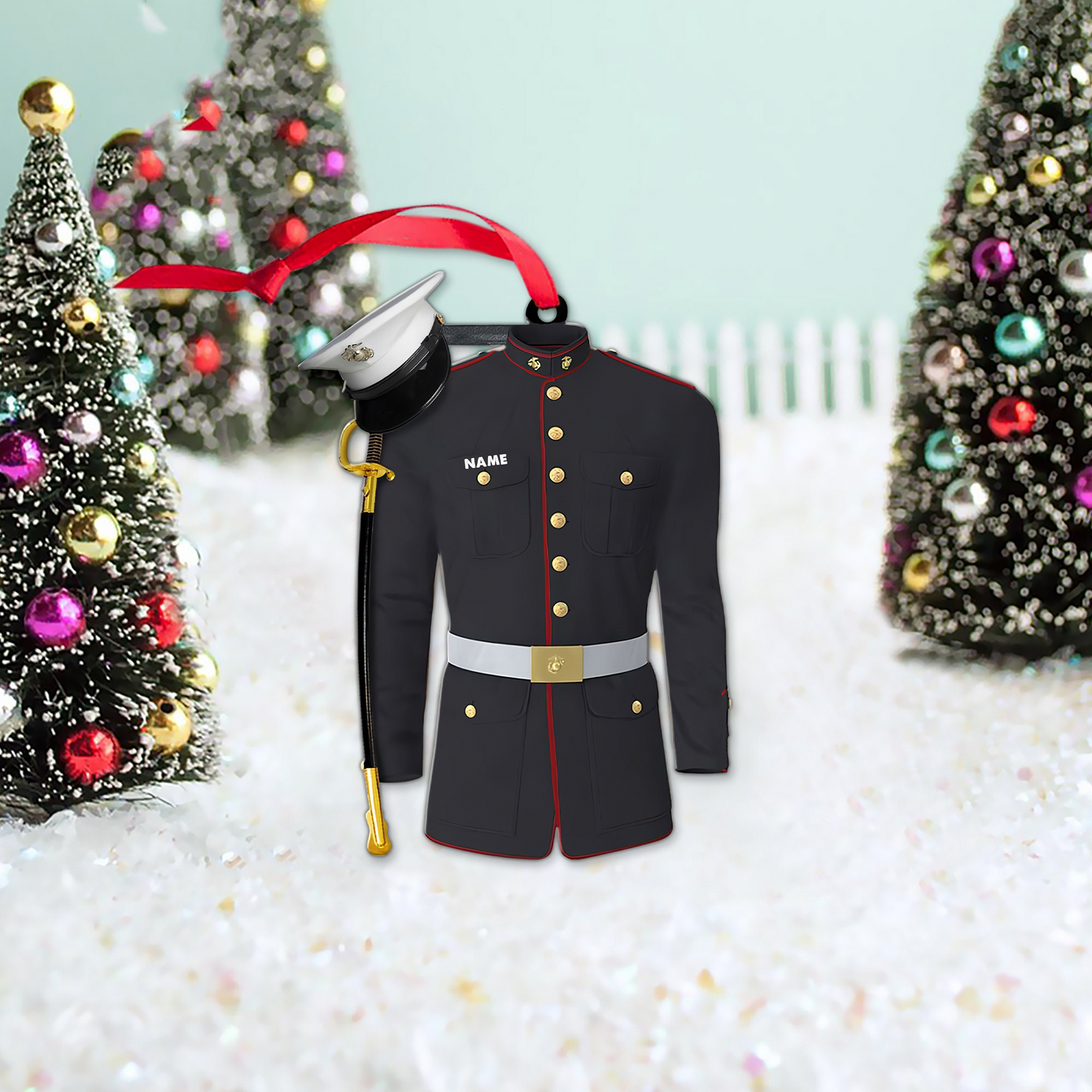 Marine Uniform Ornament - Personalized Custom Shaped Acrylic Ornament - Christmas Gift For Military, Army Dad, Husband