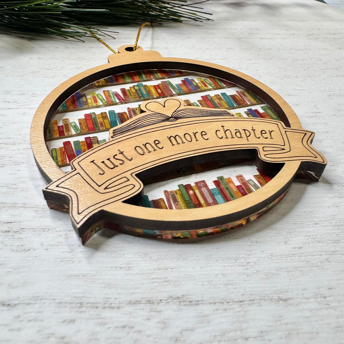 Just One More Chapter Book Lovers - Personalized Window Hanging Suncatcher Ornament - Christmas Gift For Book Lovers, Bookworms, Readers
